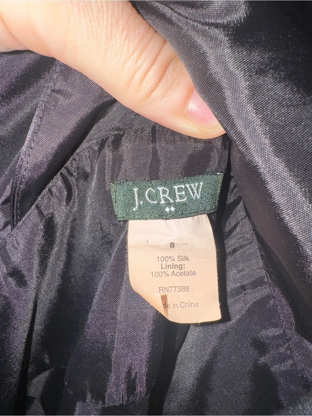 J. Crew Black Silk V-Neck Dress